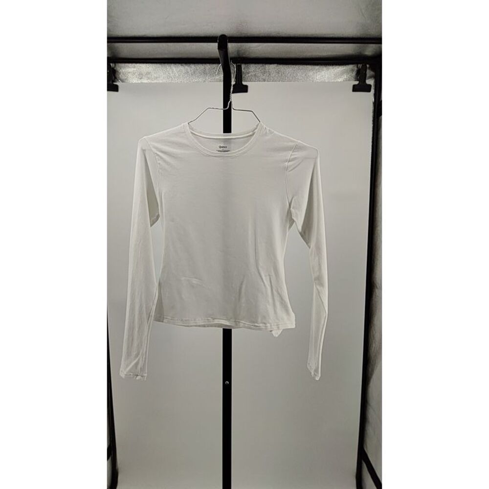 Quince Women Stretch Cotton Jersey Fitted Long Sleeve T-Shirt White M